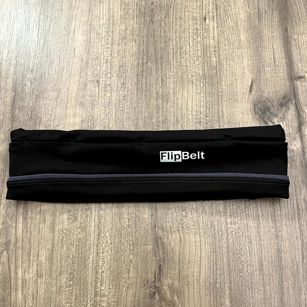 FlipBelt Running Waist Belt Black Reflective Logo Unisex XS